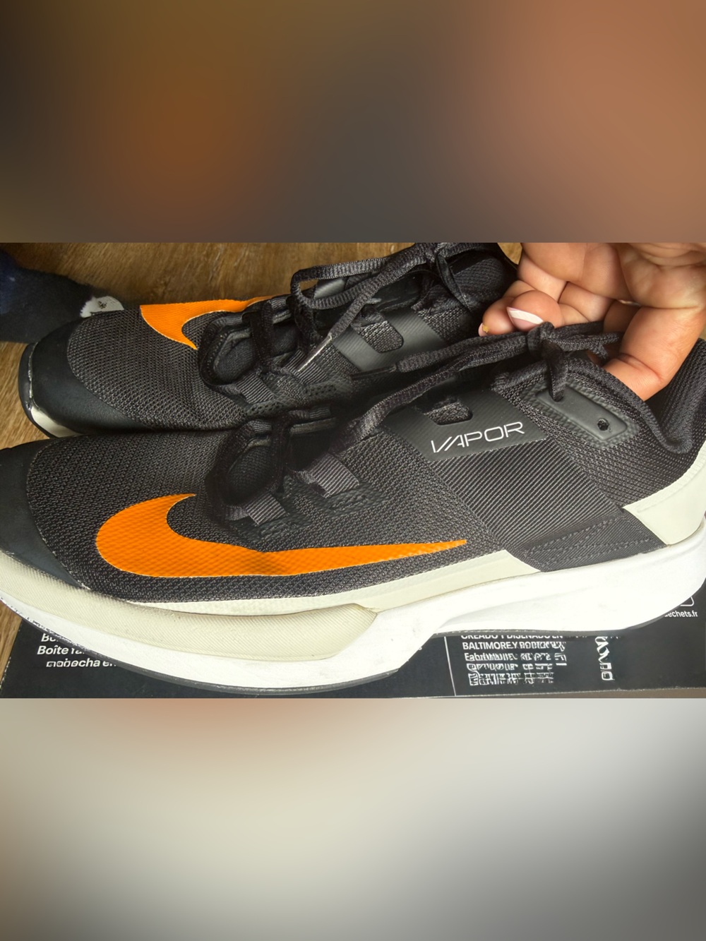 Nike Men’s Black and Orange Vapor Athletic Shoes
